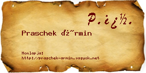 Praschek Ármin névjegykártya